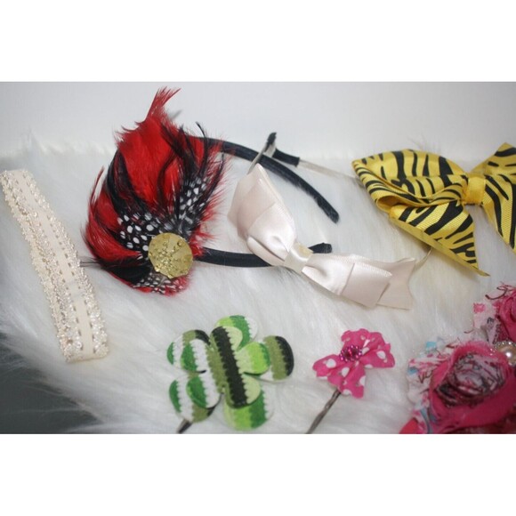 Lot of 7 Girls Hair Accessories Headbands Bows Clips Colorful NIP - Picture 2 of 4